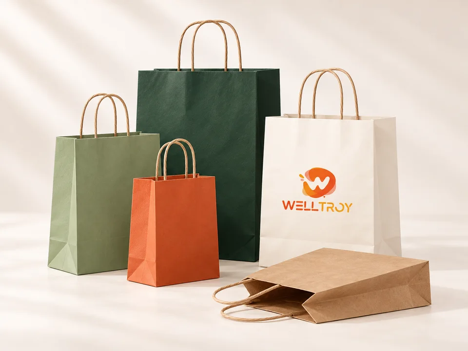 Welltroy Paper & Gift Bags custom branding illustration