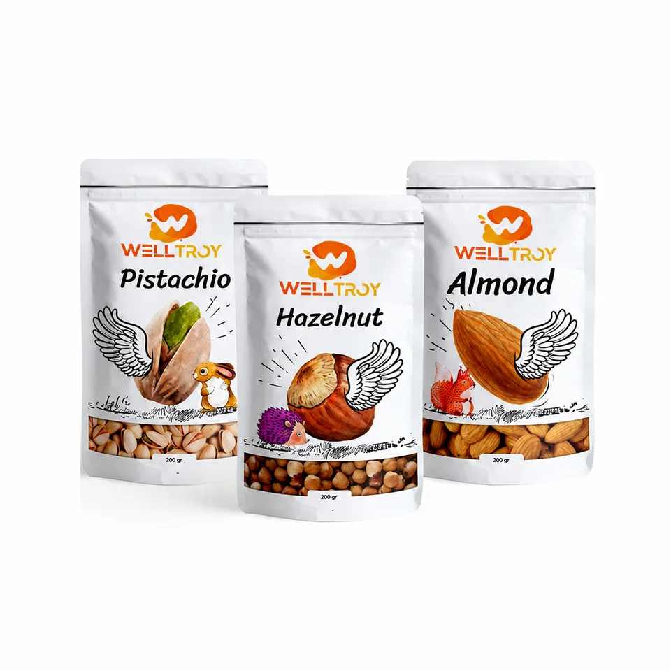 Welltroy White Printed Nut Pouches product reference